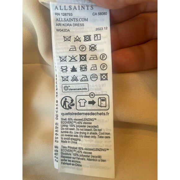 New AllSaints Ari Kora Floral Print Light Pink Mini Dress Size 12 - Picture 11 of 12